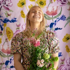 Pentik Kankaat^Freesia Puuvillakangas Vaaleanpunainen