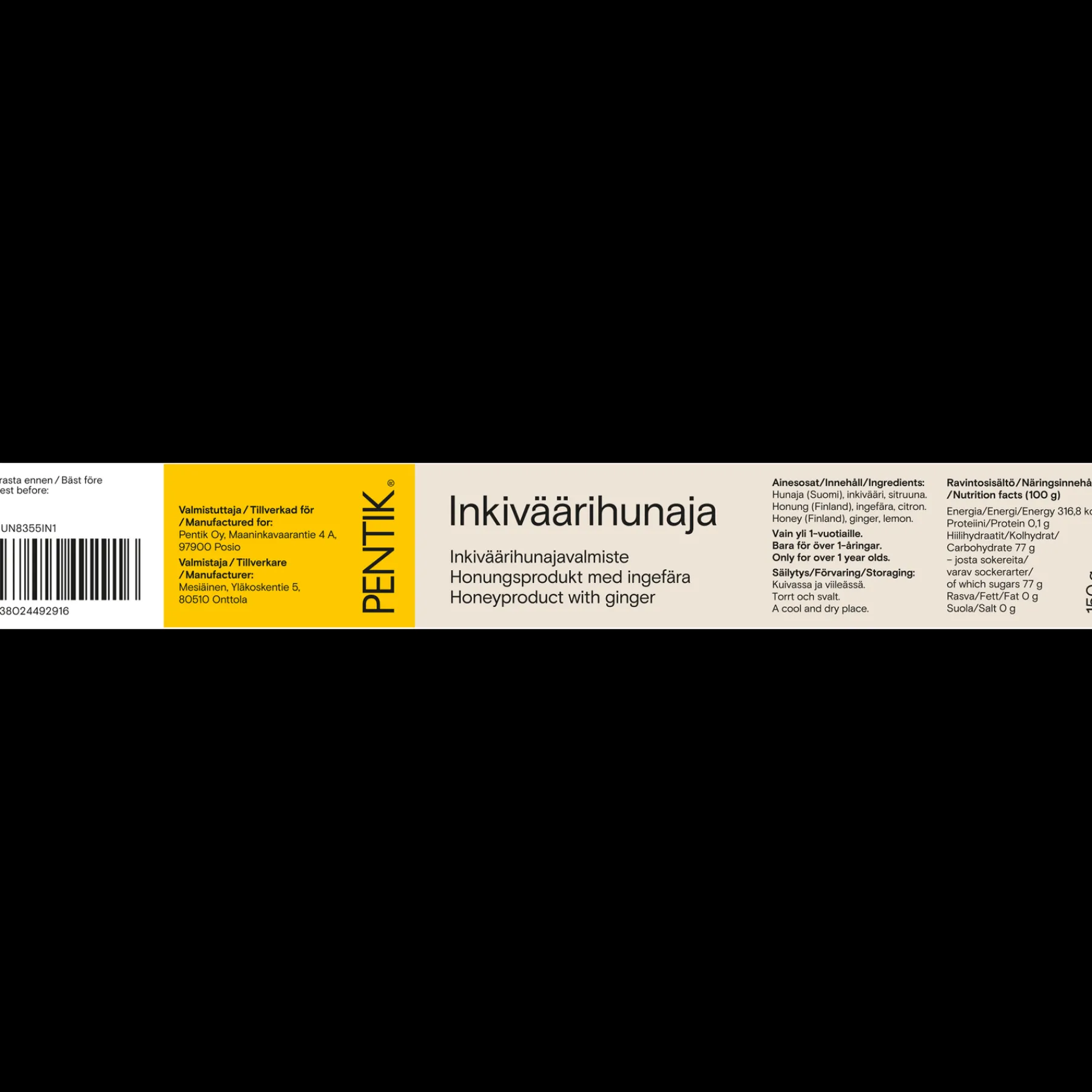 Pentik Herkut^Inkiväärihunajavalmiste Määrittelemätönväri