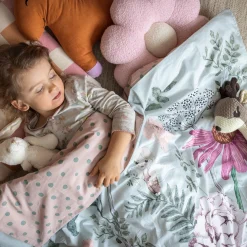 Pentik Lasten Vuodevaatteet | Lasten Tekstiilit^Kukkakeiju Pussilakanasetti Vaaleanpunainen