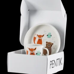 Pentik Lasten Kattaus | Lasten Kattaus^Metsänväki Astiasetti Muki 0,2 l ja Lautanen 18 cm Vaaleanruskea