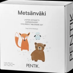 Pentik Lasten Kattaus | Lasten Kattaus^Metsänväki Astiasetti Muki 0,2 l ja Lautanen 18 cm Vaaleanruskea