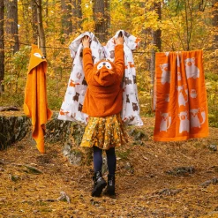 Pentik Lasten Kylpypyyhkeet | Lasten Tekstiilit^Metsänväki Kettu Huppupyyhe Oranssi