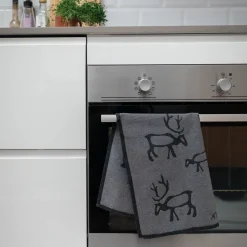 Pentik Keittiötekstiilit^Saaga Keittiöpyyhe Tummanharmaa