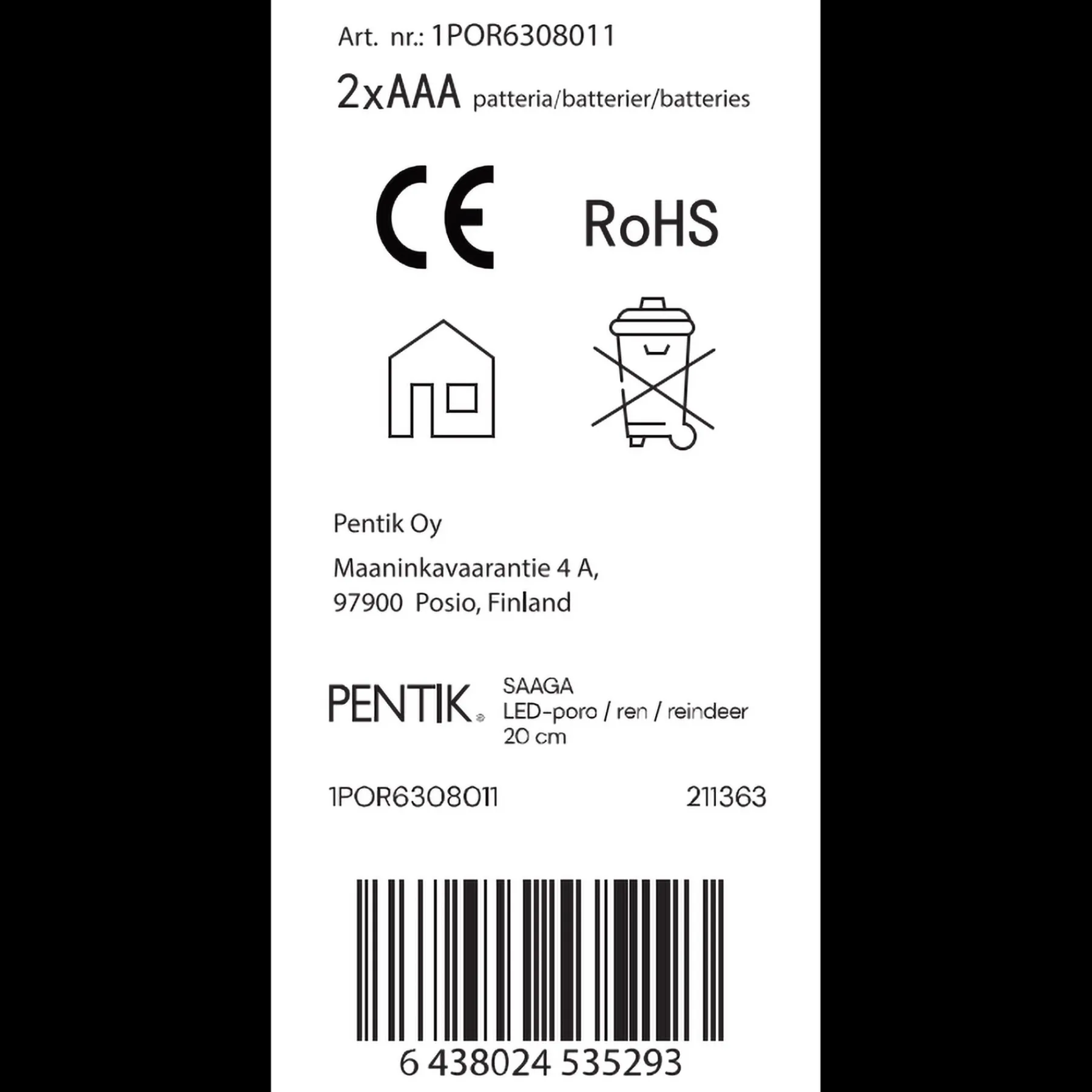 Pentik Hopeoidut Porot | Koristeet Ja Kranssit^Saaga Led-poro Valkoinen